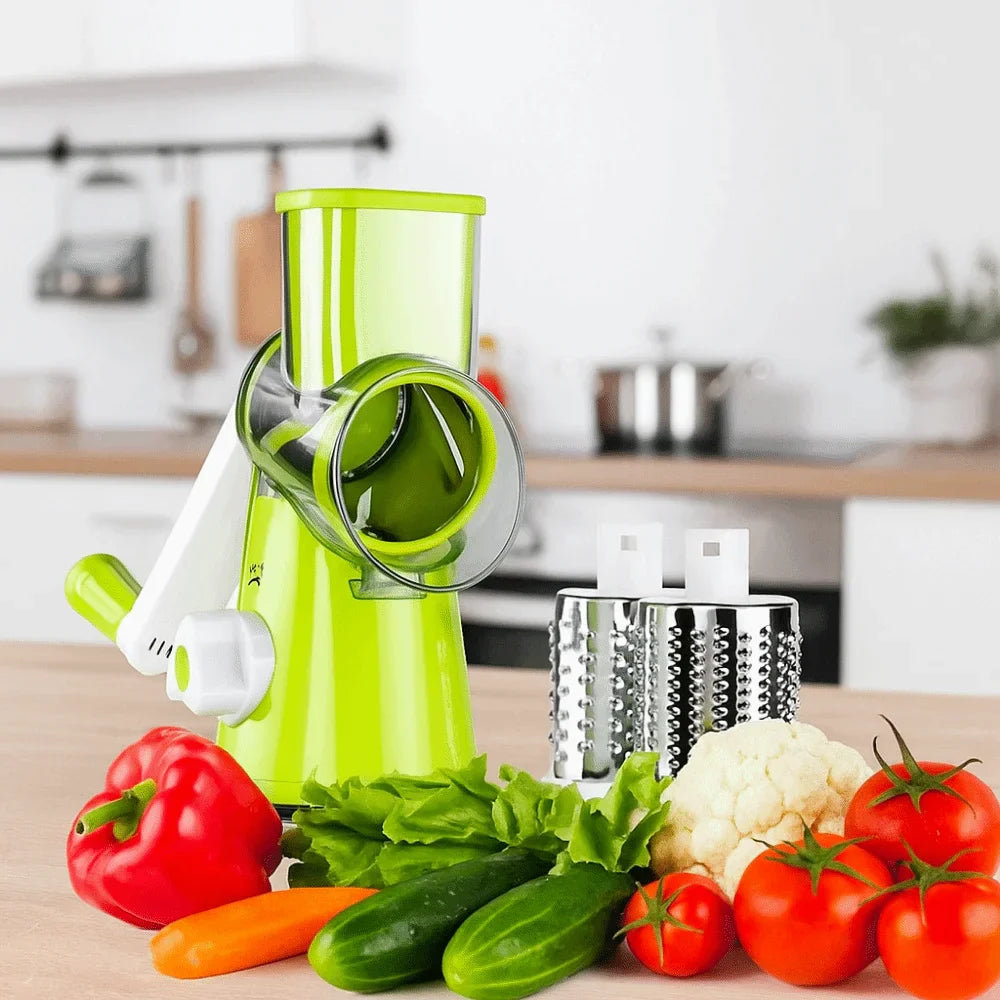 3 Sharp Drums Manual Rotary Vegetable Slicer Stainless Steel Efficient Cutting Vegetable Cutter with Handle Manual Rotary