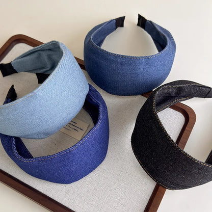 Rétro bleu Cowboy large bord Denim bandeau pour femme tempérament bandeau cheveux cerceau dame mode polyvalent cheveux accessoires nouveau
