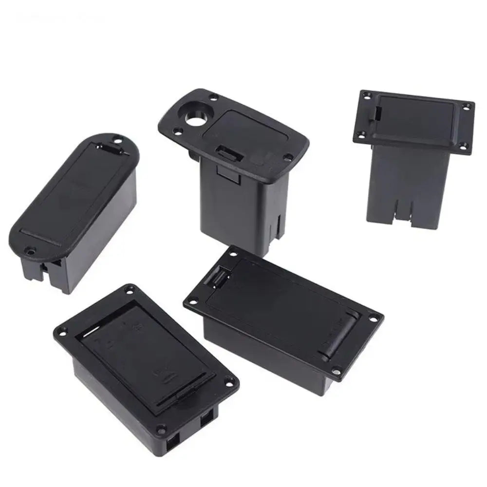 Boîte de batterie de micro de guitare noire Durable, support de batterie en plastique 9V, boîte de rangement de pièces de guitare, boîtier de batterie