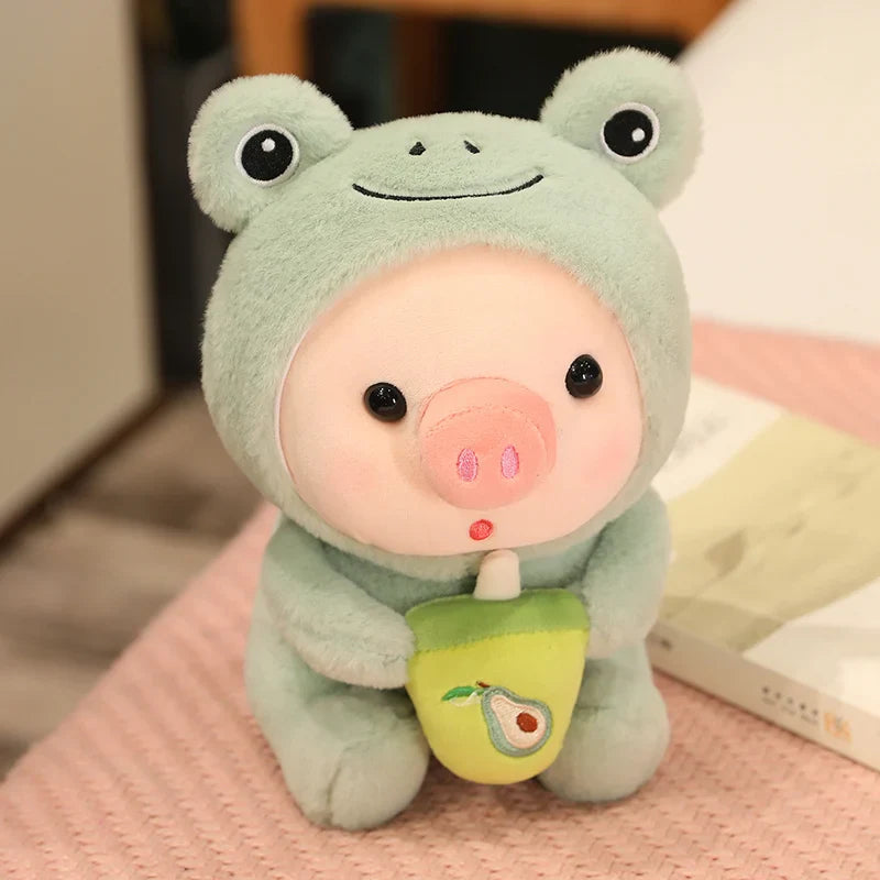 Peluche Kawaii Cochon Boba, Animal en Peluche Cochon, Déguisement Licorne Grenouille, Oreiller Doux, Jouets pour Enfants, Cadeau d'Anniversaire