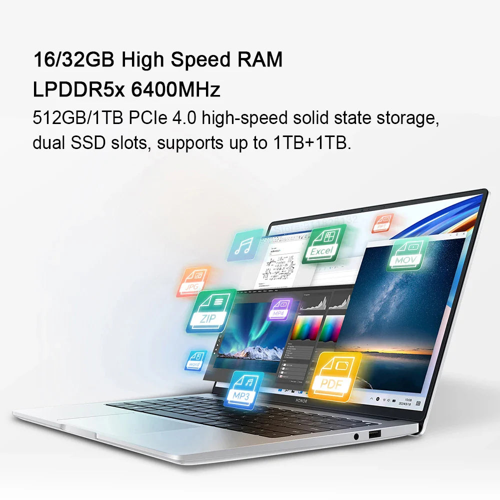 HONOR MagicBook X14 Plus 2024 Laptop AMD Ryzen R7 8845HS 16 32GB 1TB 14" Inch 2.8K 120Hz Notebook Ultrabook Computer PC FMI-721