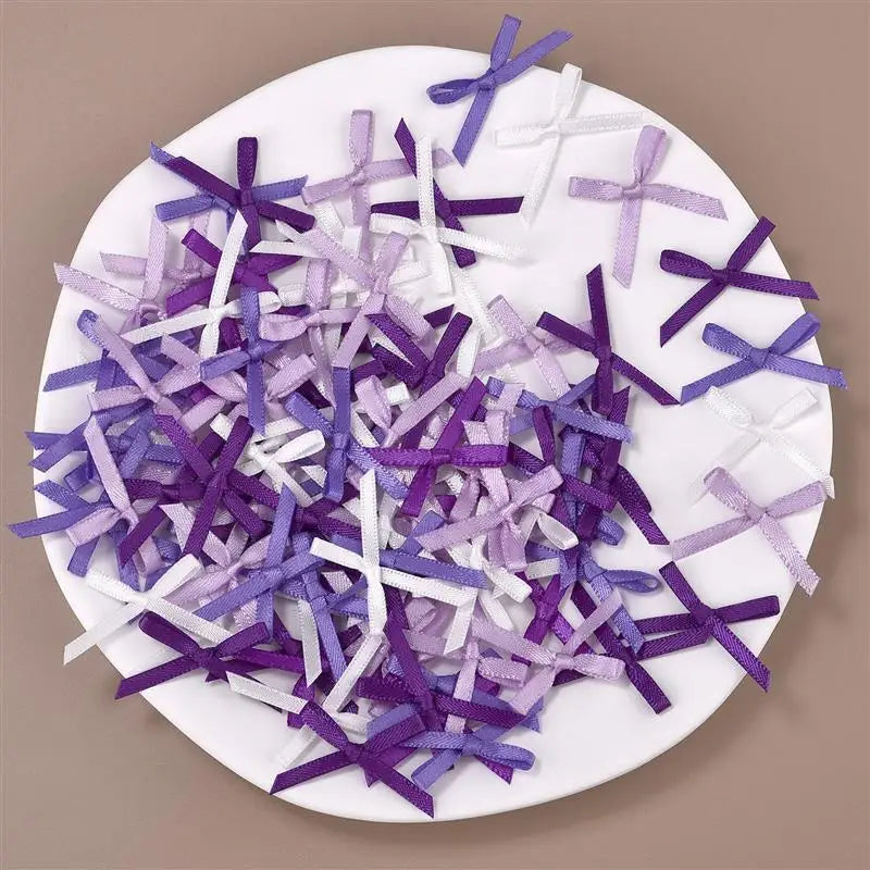 100Pcs 3mm Ribbons Mini Satin Ribbons Flowers Bows Ties Christmas Bowknot For DIY Craft Scrapbooking Embellishment Accessories