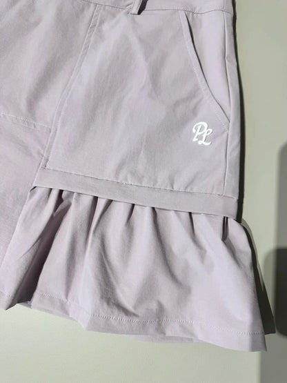 PL Golf Women New Autumn Top Puff Long Sleeve Polo Shirts Elegant Korean Style T-shirts Lady Pleated Golf Cargo Skirt with Short