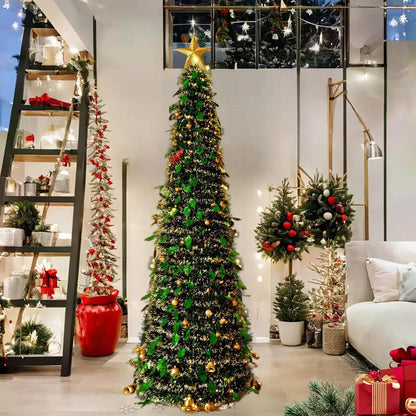 Christmas Tree Small 5 Ft Backyard Festival Decor Foldable Faux Christmas Tree for Indoor Outdoor for Patio Kitchen Party