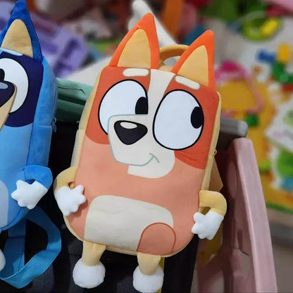 Cute Bluey Family Cartoon Plush Backpack - Children'S Schoolbag, For Kindergarten And Travel, Fun Snack Bag, Great Kids' Gift