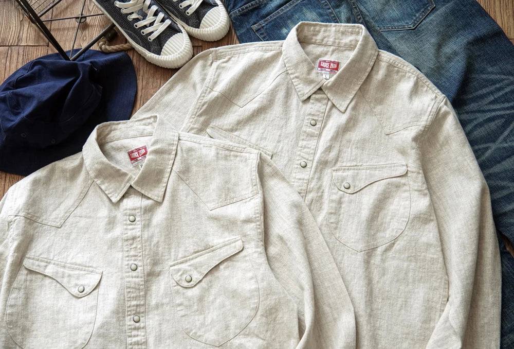 Chemise en lin Western Sle pour homme, décontractée, à manches longues, de couleur unie, coupe ample, col classique, boutonnée, tendance, kaki