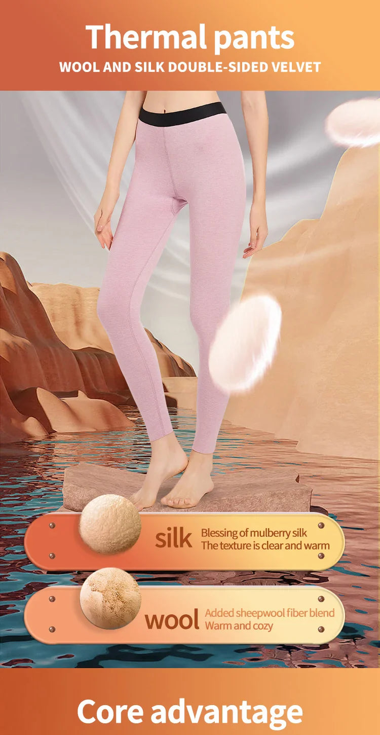 Leggings épais doublés de polaire pour femmes, vêtements intérieurs moulants pour l'automne et l'hiver, pantalons chauds sans couture en laine et soie de mûrier pour femmes
