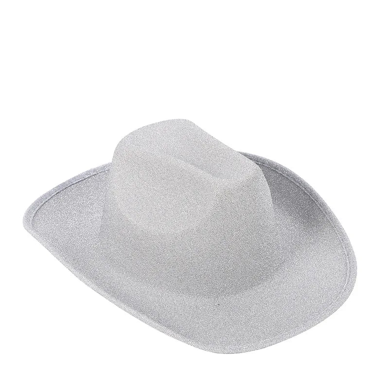Chapeau de cowboy composite EVA rose en jean doré pour fête d'Halloween Chapeau de cowboy à paillettes d'Halloween