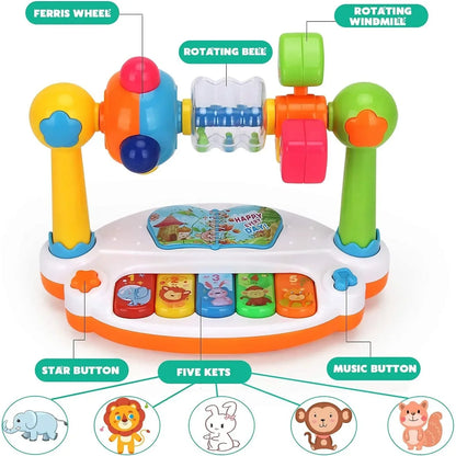 Jouets de piano pour bébé Clavier de piano rotatif pour enfants avec son lumineux, Jouets musicaux pour tout-petits, Jouet musical éducatif précoce