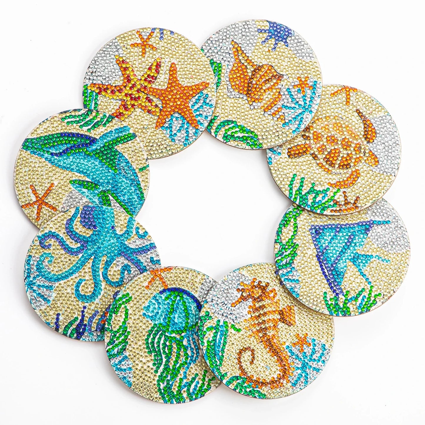 6Pcs DIY Diamond Painting Coasters Mandala Flowers 5D Full Drill Diamond Art Non Slip Coasters with Holder Ideal Christmas Gift
