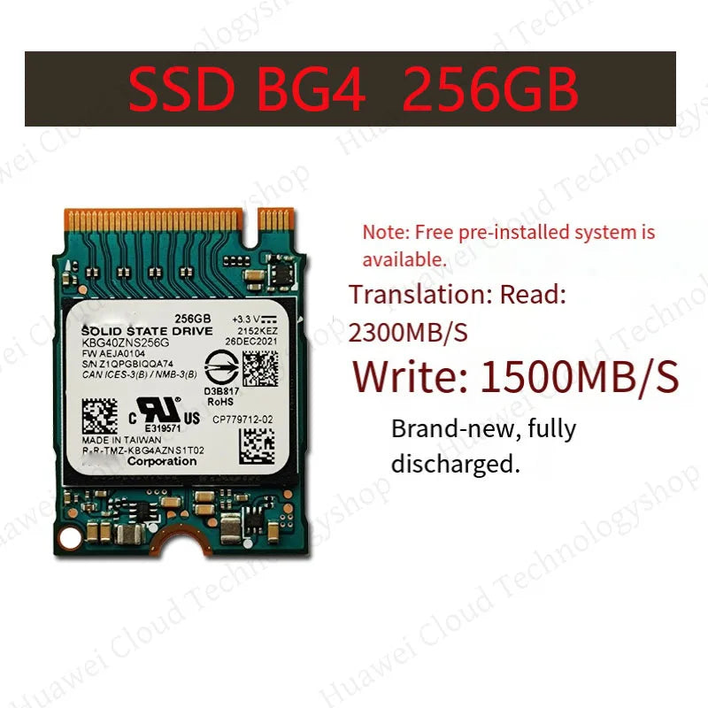 Compatible avec les disques à semi-conducteurs Toshiba GigaMedia BG4 128G 256G 512G 2230 pour ordinateurs portables et ordinateurs de bureau Dell neufs et originaux