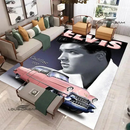 E-Elvis-Presleys Retro Printed Carpet Non-slip Carpet Outdoor Carpets Area Rug Home Bedroom Decor Rug for Bedroom Birthday Gift