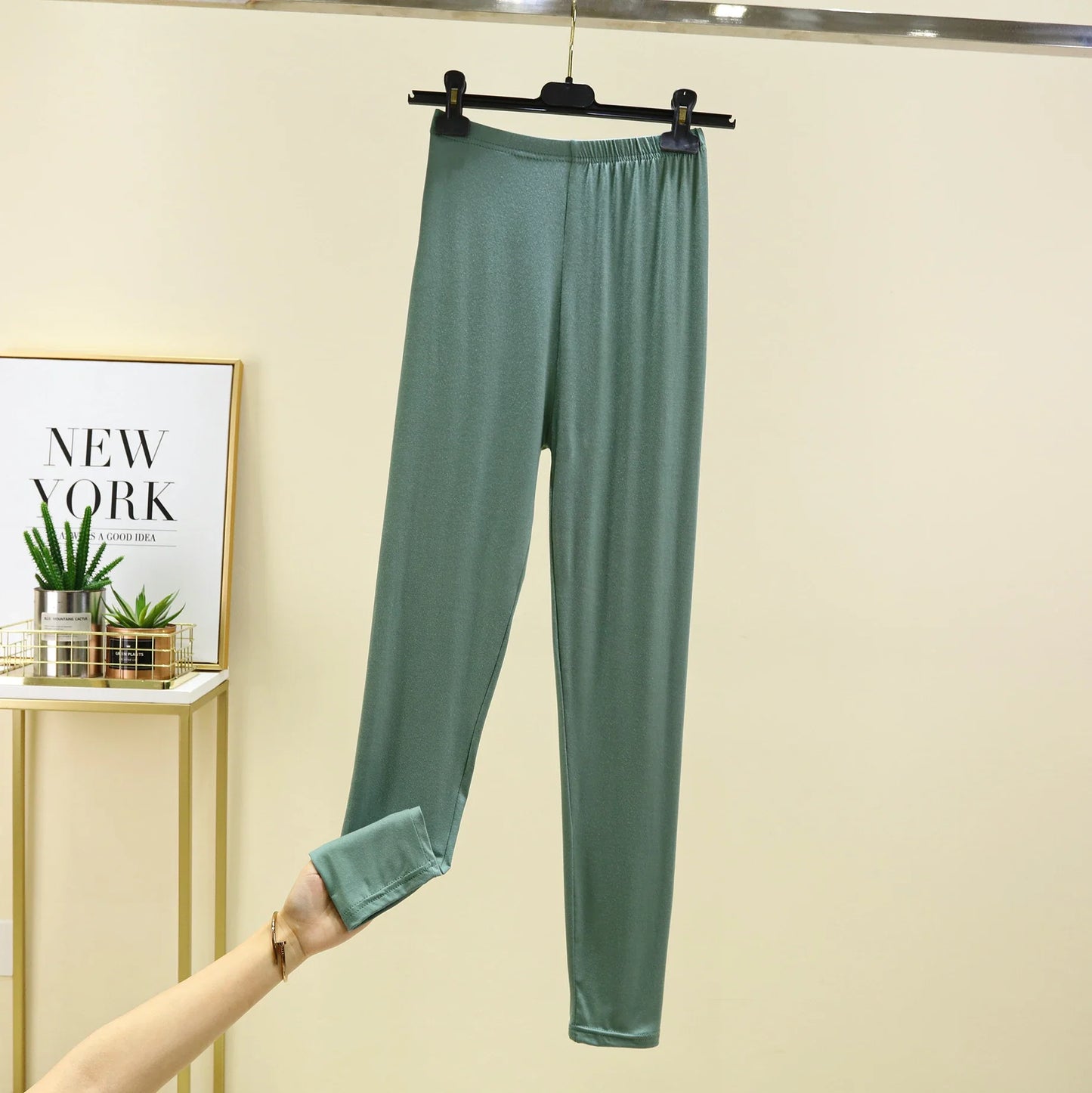 Leggings ajustés taille haute en modal, fins et élastiques, pour le printemps et l'automne, sous-vêtements, vêtements d'intérieur, pantalons longs grande taille