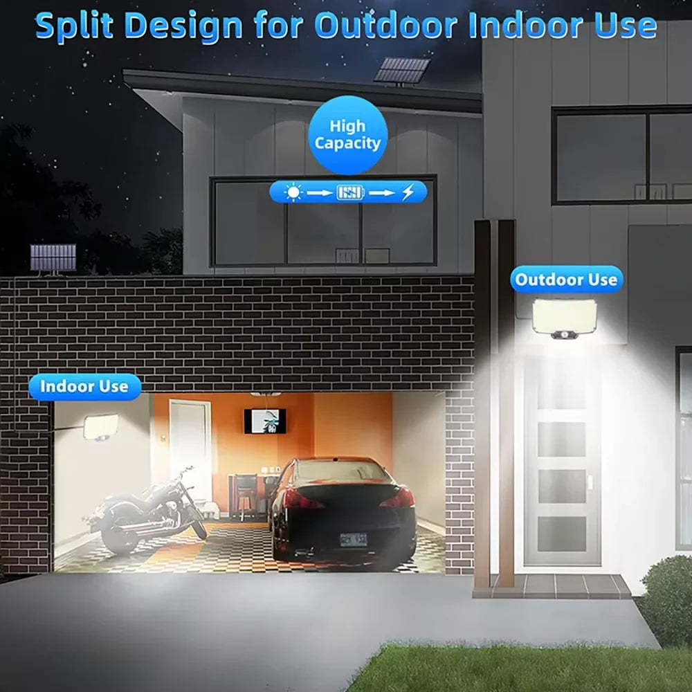 Lampes solaires 234LED lumières de sécurité solaires capteur de mouvement de jardin extérieur 3 Modes étanche Split solaire lumières murales d'inondation Garage