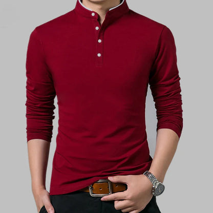 Polo à manches longues pour hommes, style décontracté et chic, idéal pour l'été, confortable et respirant, parfait pour les occasions formelles.
