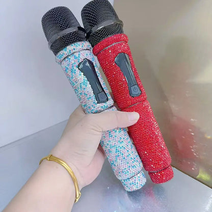Microphone à main sans fil en strass, micro à fréquence fixe UHF pour fête, karaoké, église professionnelle, spectacle, cadeau de réunion