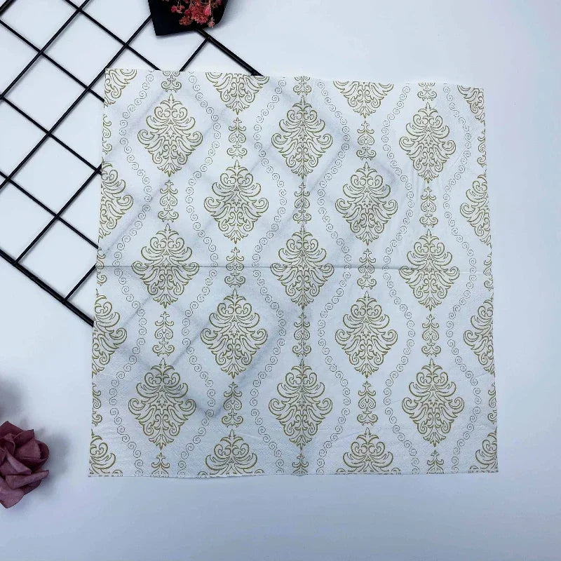 Serviette de table carrée imprimée florale, 2 plis, 20 pièces/paquet, pour le visage, fête, restaurant occidental, 73 plis