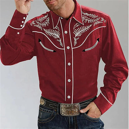 Chemise de style occidental pour hommes, motif d'instrument de musique, imprimé bouton à manches longues de rue, vêtements de sport de rue à la mode