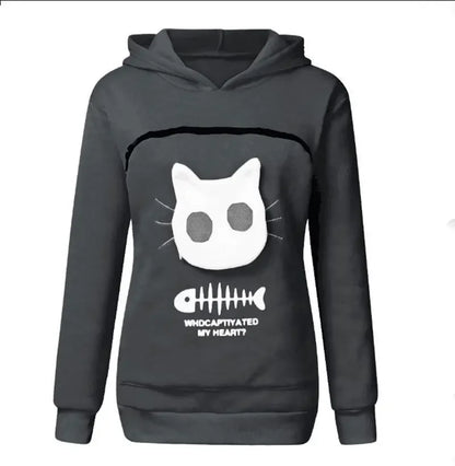 Sweatshirt Cat Lovers Hoodie Kangaroo Dog Pet Paw Pullovers Cuddle Pouch Cat Carrier Sweatshirt Pocket Animal Ear Hooded Plus