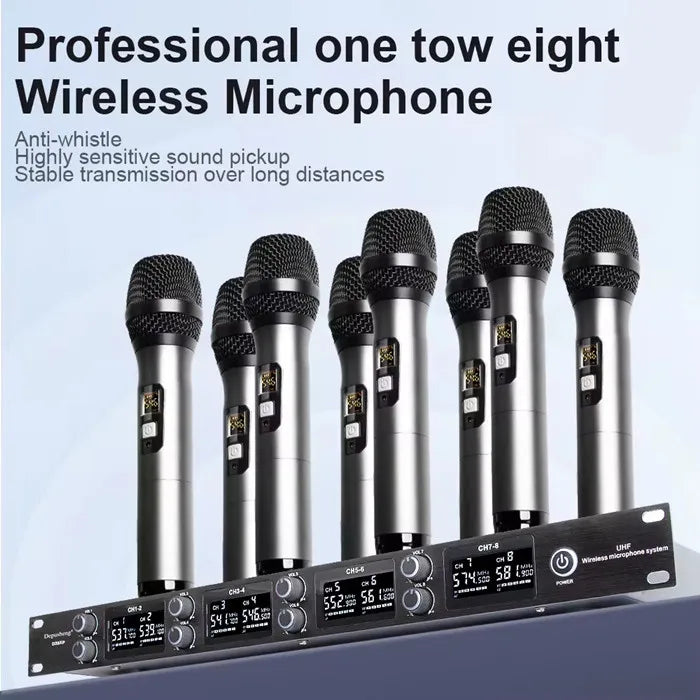 550-587mhz K-25R 8 channels outdoor uhf  karaoke singing performance sound system wireless microphone system professional