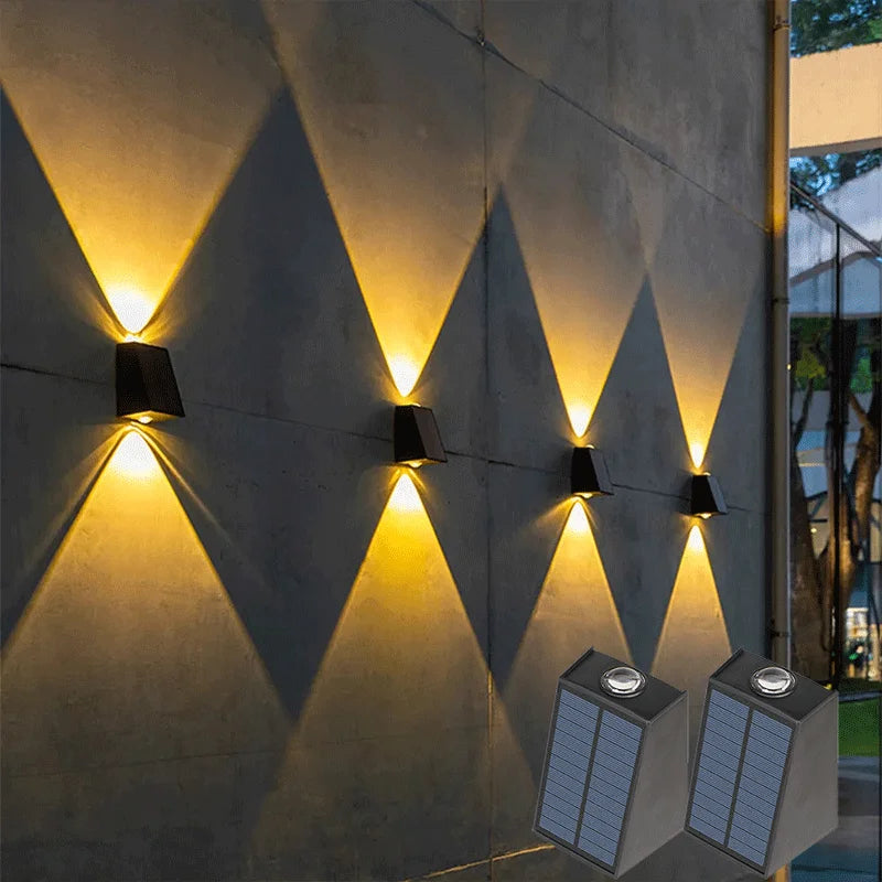 LED lumières solaires extérieur lampe murale à énergie solaire étanche décorations de jardin extérieur lumière du soleil pour rue balcon Villa lampe