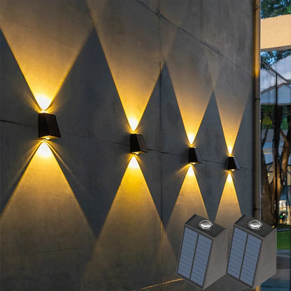 LED lumières solaires extérieur lampe murale à énergie solaire étanche décorations de jardin extérieur lumière du soleil pour rue balcon Villa lampe