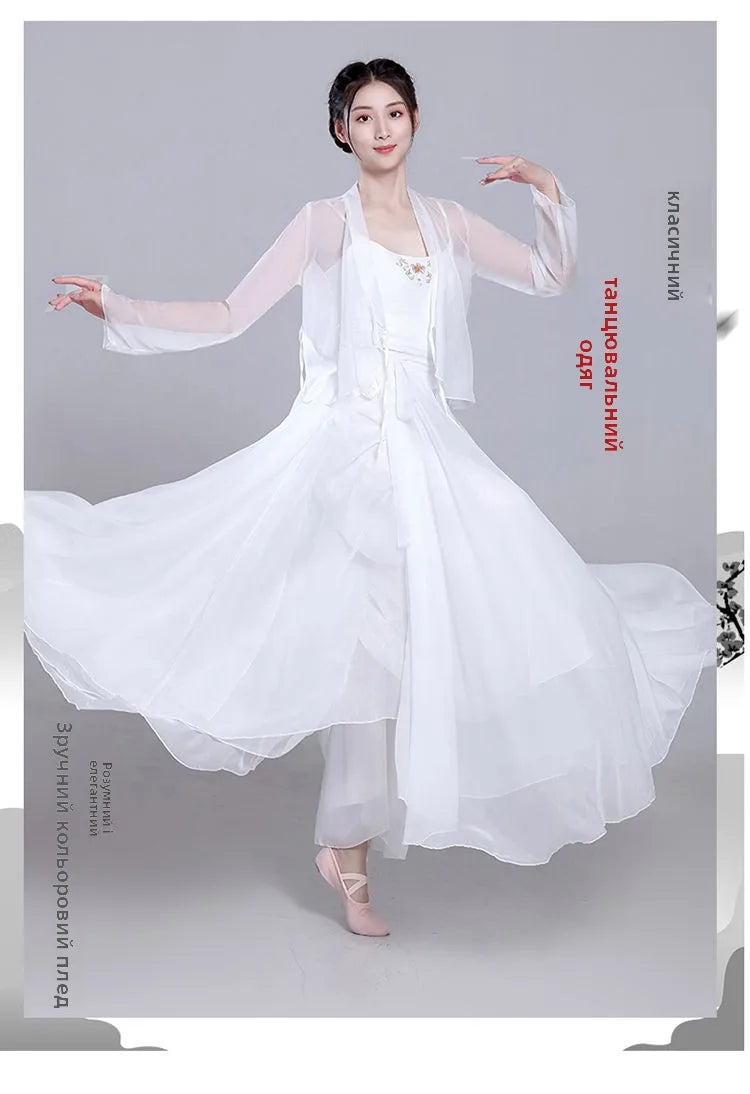 Costume de danse classique Ele, jupe blanche vaporeuse, costume de performance de fée, design Fene Dra, belle mythologie