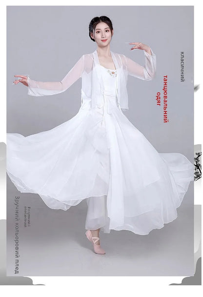 Costume de danse classique Ele, jupe blanche vaporeuse, costume de performance de fée, design Fene Dra, belle mythologie