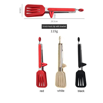 9" Stainless Steel Food Tongs, Non-Stick Silicone Cooking Tongs, Outdoor Salad and Bread Utensils, Kitchen Accessories