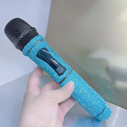 Microphone à main sans fil en strass, micro à fréquence fixe UHF pour fête, karaoké, église professionnelle, spectacle, cadeau de réunion