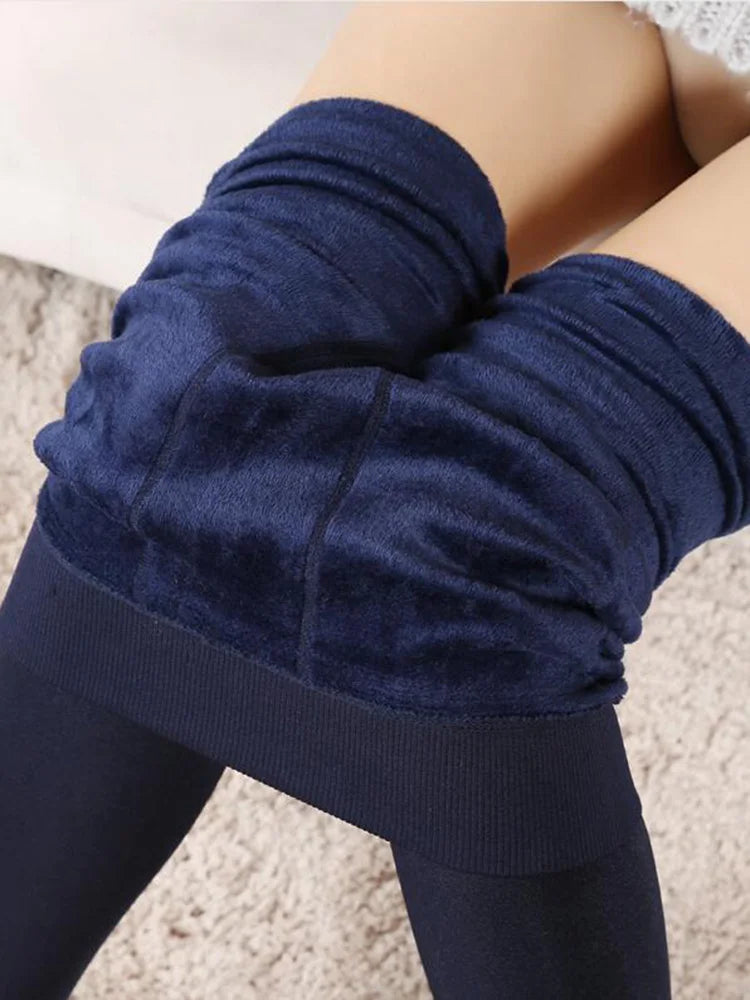 Leggings d'hiver tricot velours Legging décontracté nouveau haute élastique épaissir dame chaud noir pantalon pantalon slim pour femmes Leggings