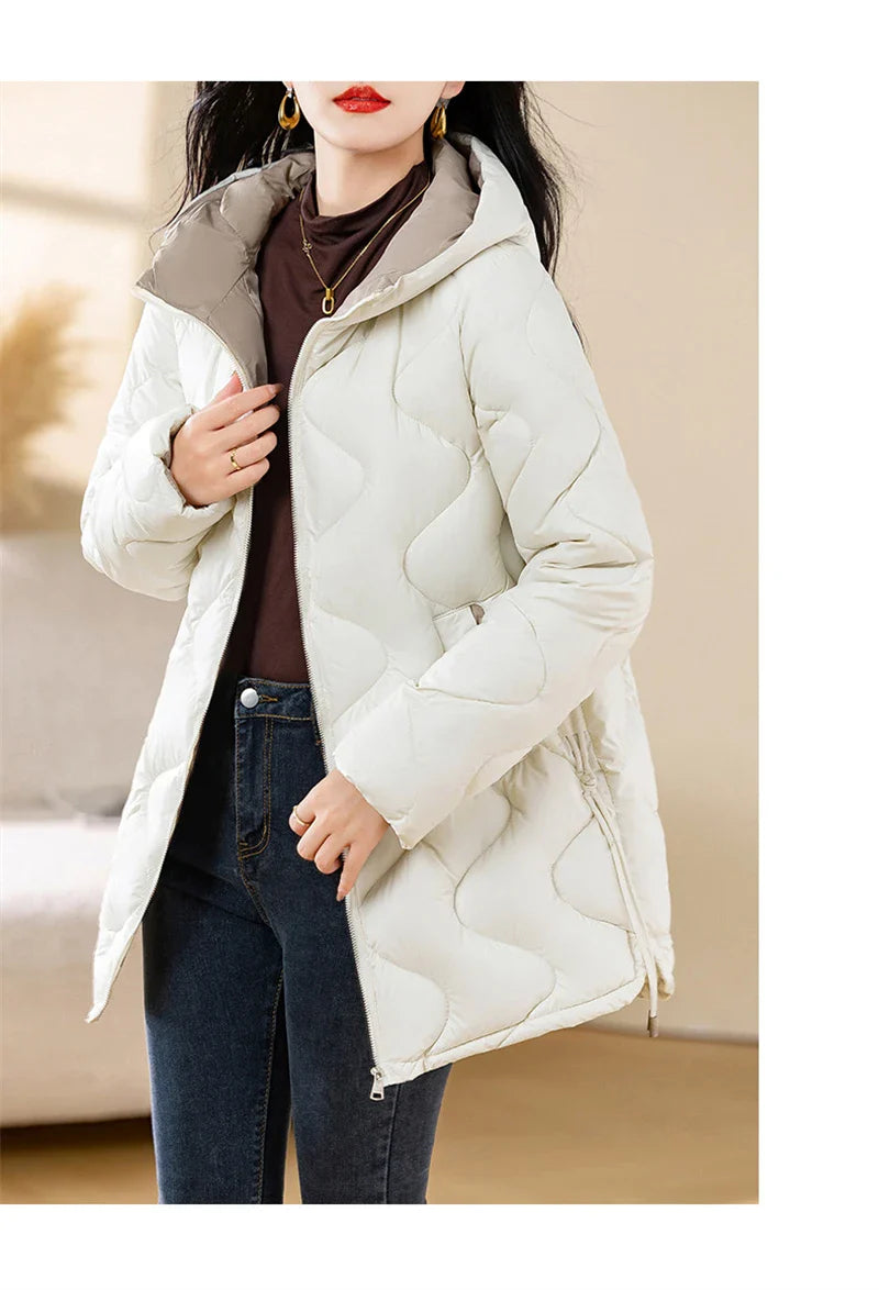 2024 New Winter Jacket Parkas Women Coat Fur Collar Hooded Overcoat Female Jacket Parka Thick Warm Cotton Padded Outwear