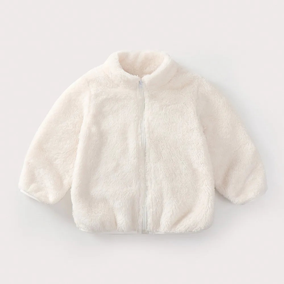 Manteau en peluche de couleur unie pour enfants, automne-hiver, chaud, pour bébés filles et garçons, veste décontractée, pardessus, vêtements pour enfants, vêtements d'extérieur pour tout-petits