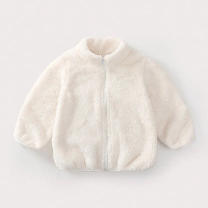 Manteau en peluche de couleur unie pour enfants, automne-hiver, chaud, pour bébés filles et garçons, veste décontractée, pardessus, vêtements pour enfants, vêtements d'extérieur pour tout-petits
