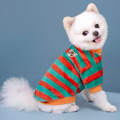 Vêtements pour animaux de compagnie à rayures arc-en-ciel pour automne et hiver, mignons et chauds, vêtements pour chatons et chiens, sweat à capuche pour chien, costume de Schnauzer