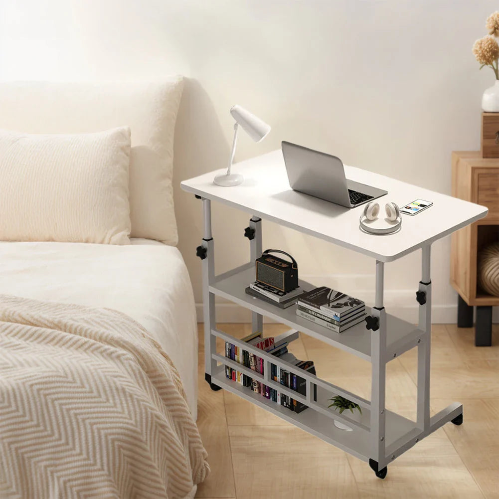 Table de chevet réglable en hauteur, rangement multicouche, roue pivotante, bureau de maison, ordinateur portable, bureau debout pour Table élévatrice à domicile