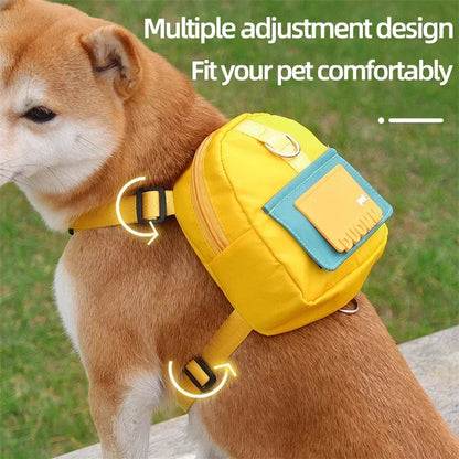 Sac à dos portable pour animaux de compagnie avec collier SFP, sacs à crottes, sacs de récompense, voyage en plein air, entraînement de chien, friandises pour chiots, poudres anale.