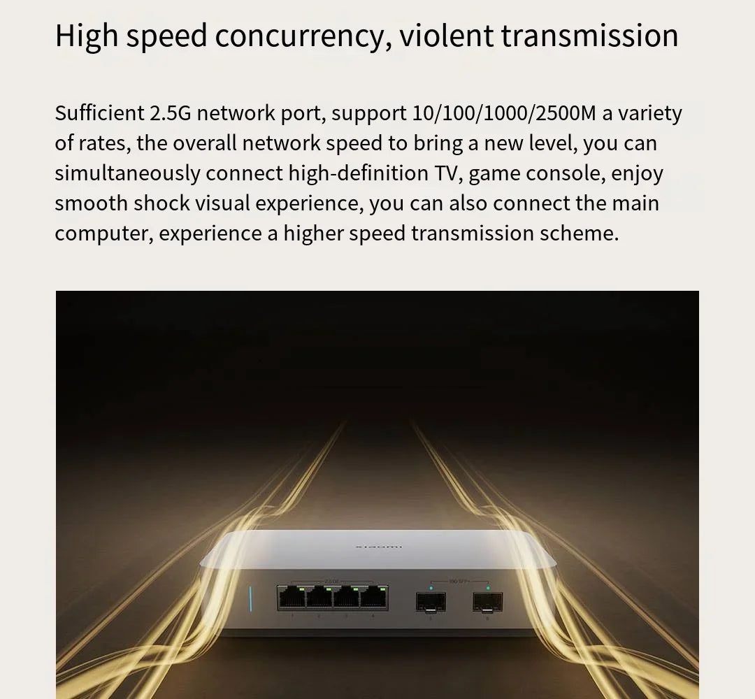Xiaomi Mi 10 Gigabit Ethernet Switch 10000Mbps Network Switches VLAN Ethernet Splitter Lan Router 4 2.5G Ports RJ45 Hub Switch