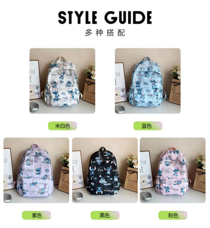 Cartoon Stitch Print Backpack Spacious Lightweight Travel Bag Waterproof School Backpack for College Students Teens Boys Girls