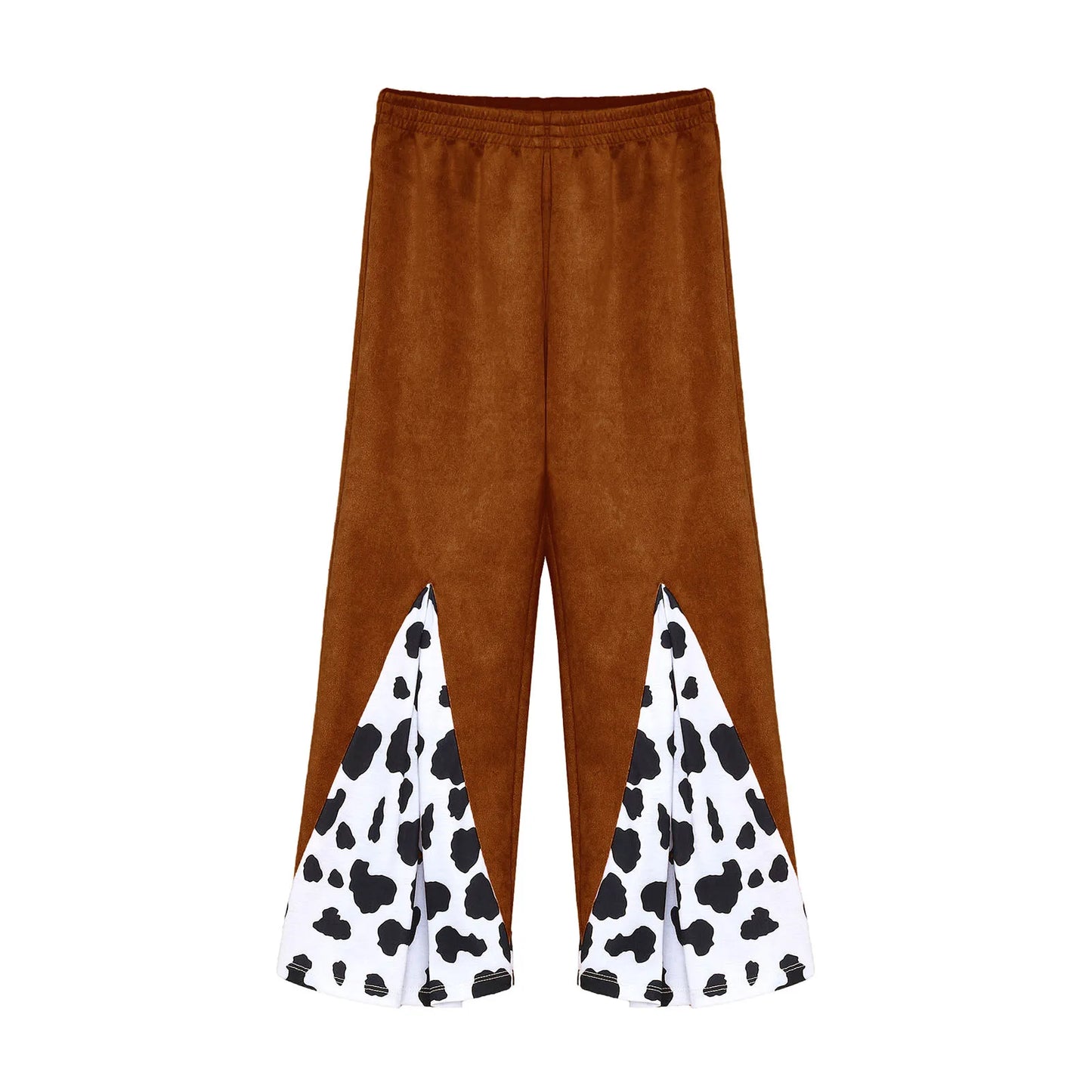 Déguisement de cow-boy/cow-girl western d'Halloween pour filles, gilet à franges étoiles et pantalon évasé imprimé vache, tenues de carnaval