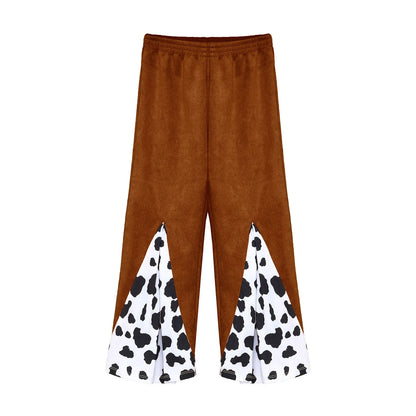 Déguisement de cow-boy/cow-girl western d'Halloween pour filles, gilet à franges étoiles et pantalon évasé imprimé vache, tenues de carnaval