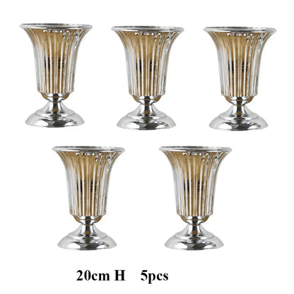 PEANDIM Luxury Silver Flower Vase Home Vase Desktop Craft Flower Arrangement Decoration Wedding Party Christmas Flower Rack