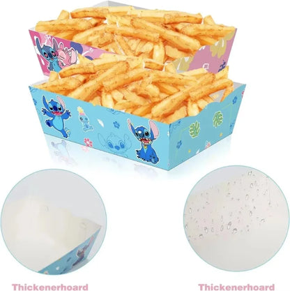 24Pcs/Set Lilo Stitch Party Snack Boxes Birthday Party Decoration French Fries Snack Candy Popcorn Food Holders Partys Supplies