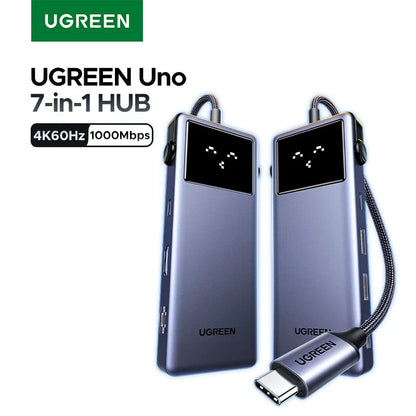 UGREEN Uno 7-in-1 USB HUB Type-C to 4K60Hz HDMI USB3.0 5Gbps RJ45 1000Mbps for MacBook Laptop Accessories Docking Station