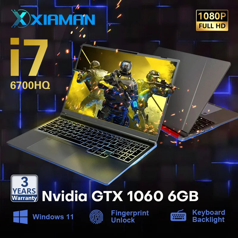 16" Portable Gaming Laptop intel Core i7-6700HQ GTX 1060 IPS 1920*1200 Windows 11 Laptop Computer 16GB DDR4 1TB SSD Notebook PC