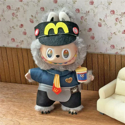 Tenue de travail Vêtements pour poupée Labubu Mode Café Fast-food Frites Hamburgers Tenue Vêtements Accessoires Cosplay