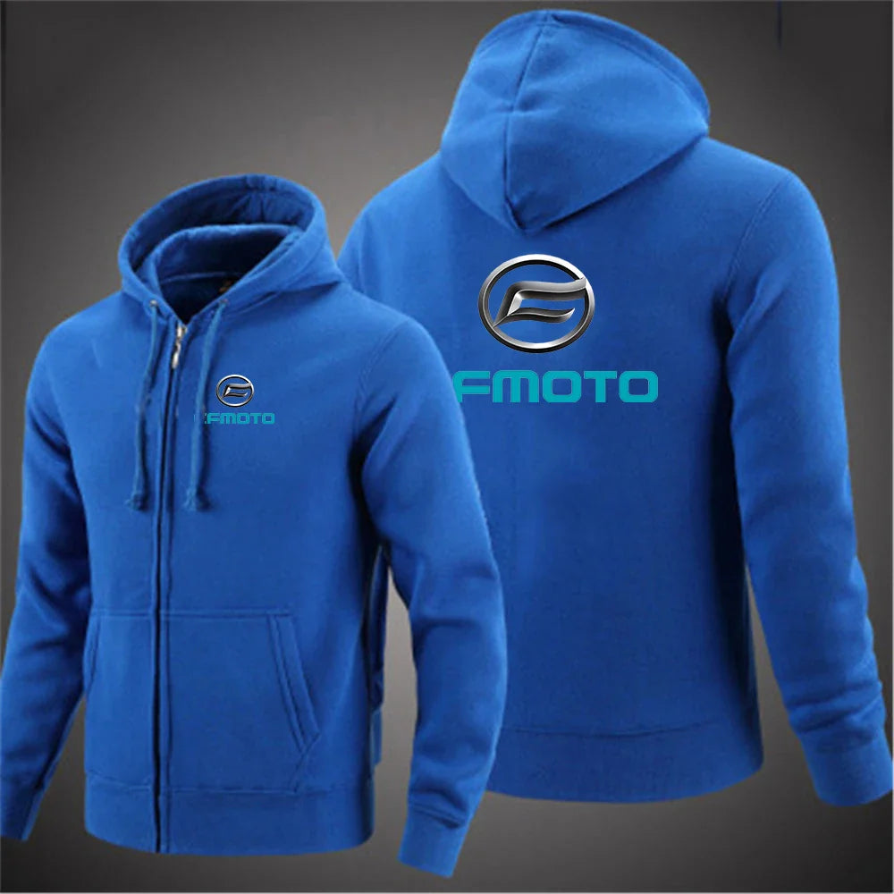 2025 Spring And Autumn Man's Anti Collision Shirt Solid Color Coat Cfmoto Logo Print Simple Style Handsome Slim Jacket Hoodies