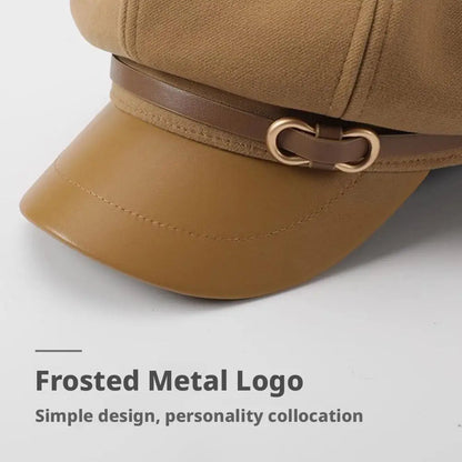 Béret de Style britannique rétro pour femmes, casquette de journal octogonale polyvalente pour grande circonférence de la tête, chapeau de printemps et d'automne