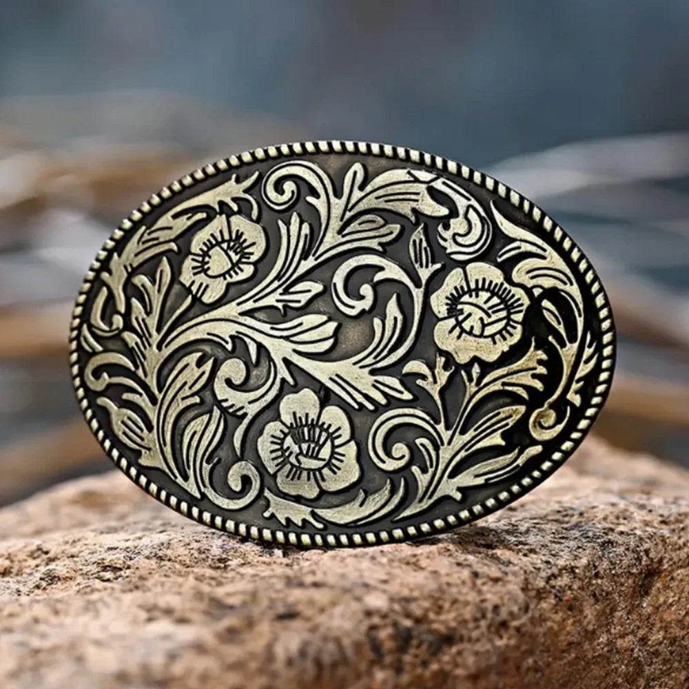1 oval flower green leaf thread buckle for various belt styles