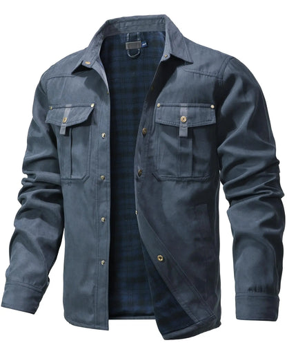 Vestes pour hommes, printemps, chemise doublée en flanelle, manteau, veste décontractée à boutons-pression, style cowboy occidental, haut de haute qualité, taille US